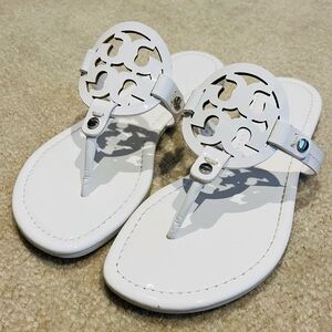 Tory Burch White Patent Leather Miller Sandals